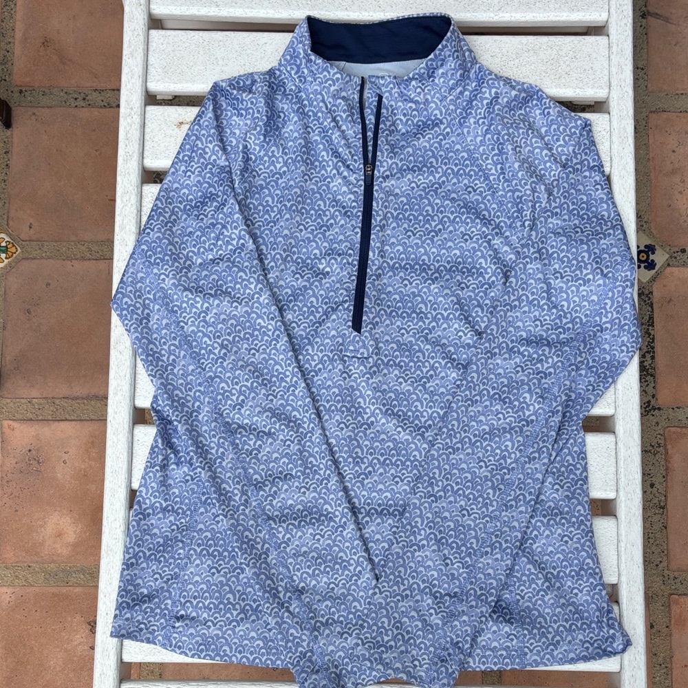 Vineyard Vines Navy and Light Blue Performance Pullover